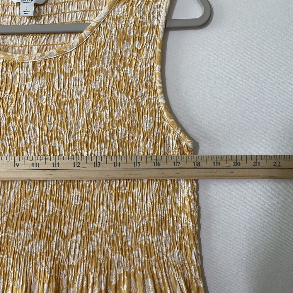 Croft & Barrow Maxi Dress Sleeveless Smocked Floral Yellow Women's Size L - Picture 5 of 13